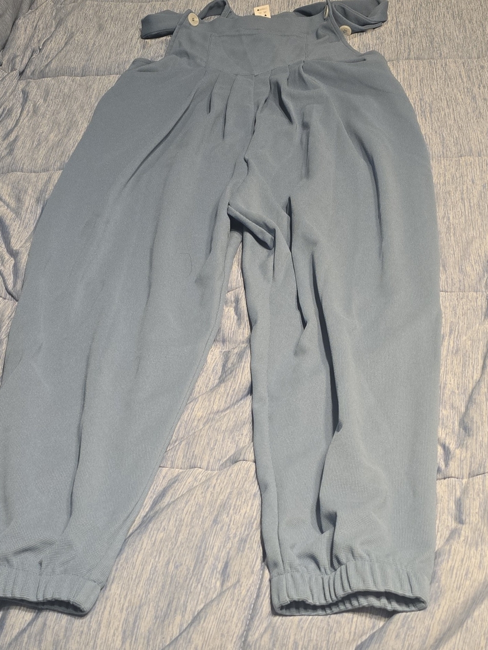 HALARA Light Blue Ribbed Jumpsuit with Adjustable Straps